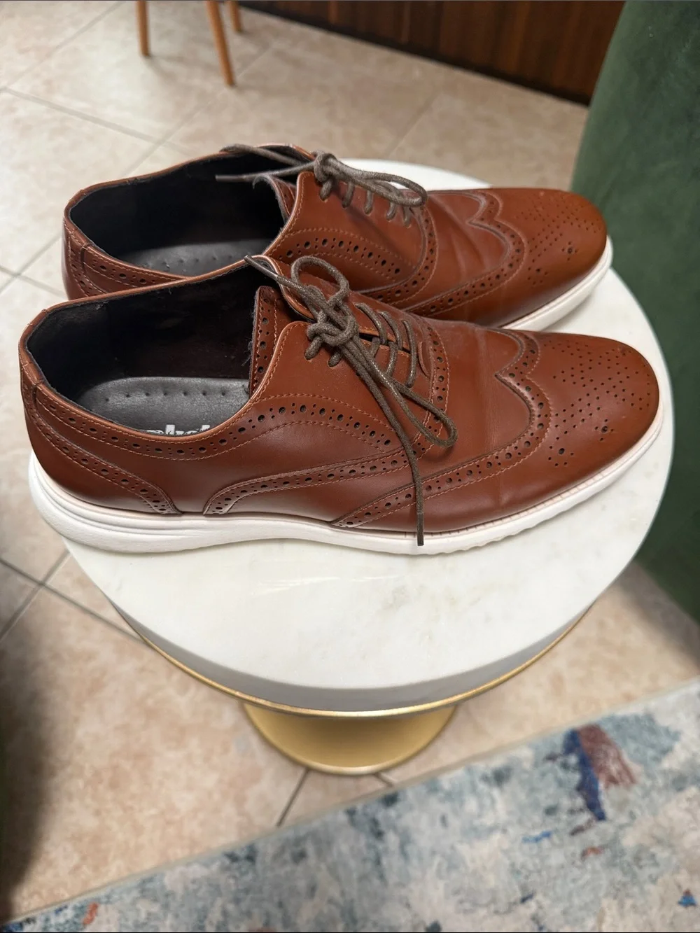 Unlisted by Kenneth Cole Brown Leather Wingtip Derby Sneakers with White Sole